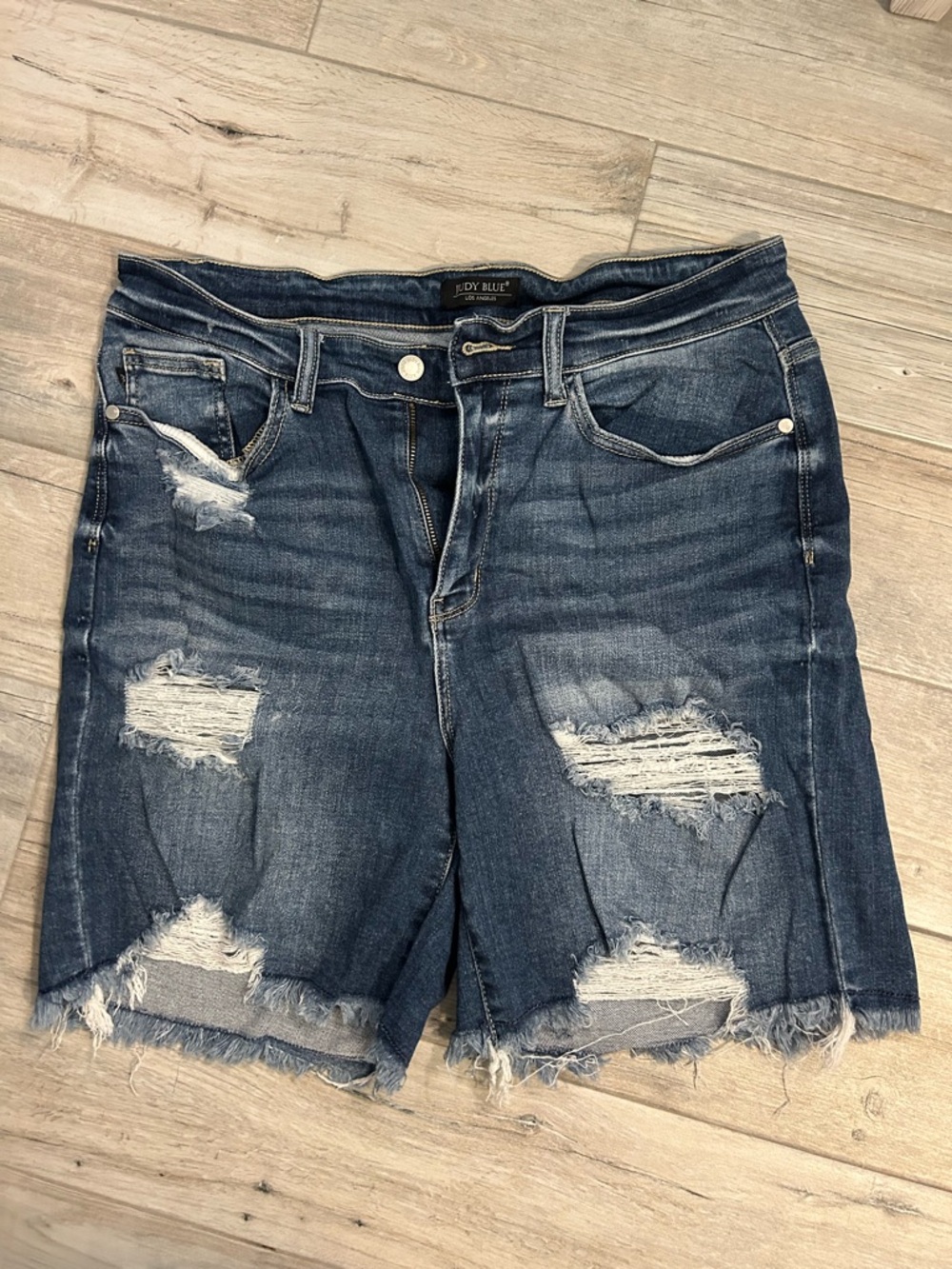 Judy Blue Dark Blue Distressed Denim Shorts